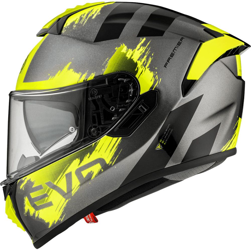 Premier Evoluzione TO Y 17 Full Face Helmet Gunmetal / Neon (Image 4) - ThrottleChimp