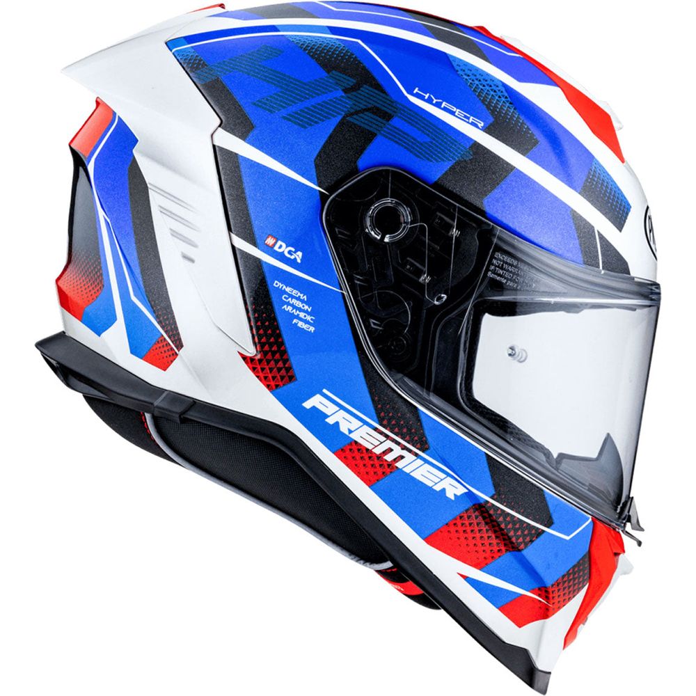 Premier Hyper HP 12 Full Face Helmet White / Blue FREE 1 YEAR Returns, FREE UK Delivery | ThrottleChimp