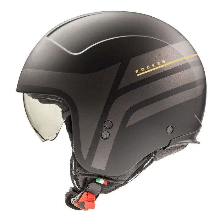 Premier Rocker ON 19 Open Face Helmet Black / Gunmetal FREE 1 YEAR Returns, FREE UK Delivery | ThrottleChimp