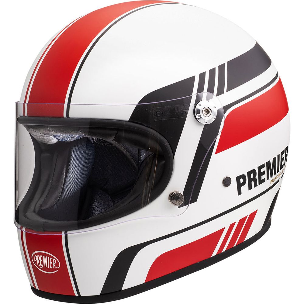 Premier Trophy BL 8 Full Face Helmet White / Red - ThrottleChimp