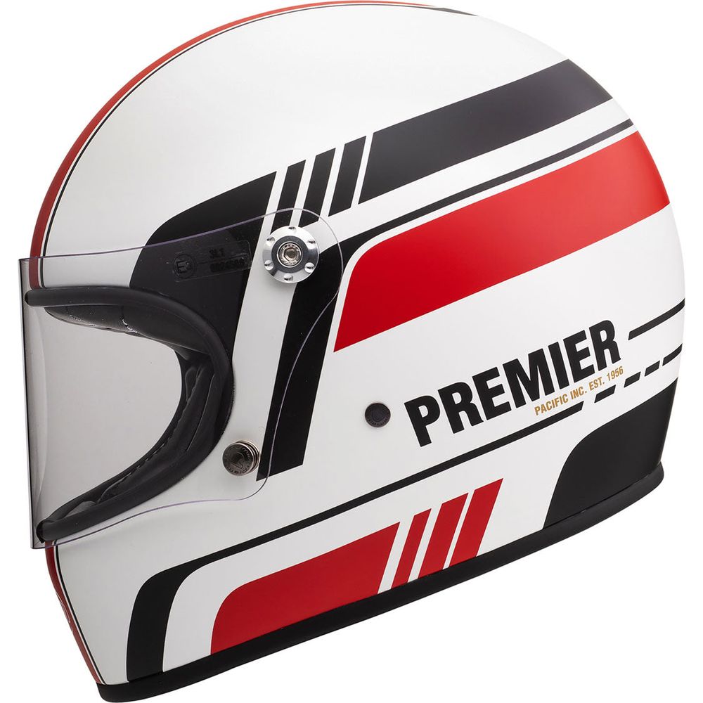 Premier Trophy BL 8 Full Face Helmet White / Red (Image 2) - ThrottleChimp