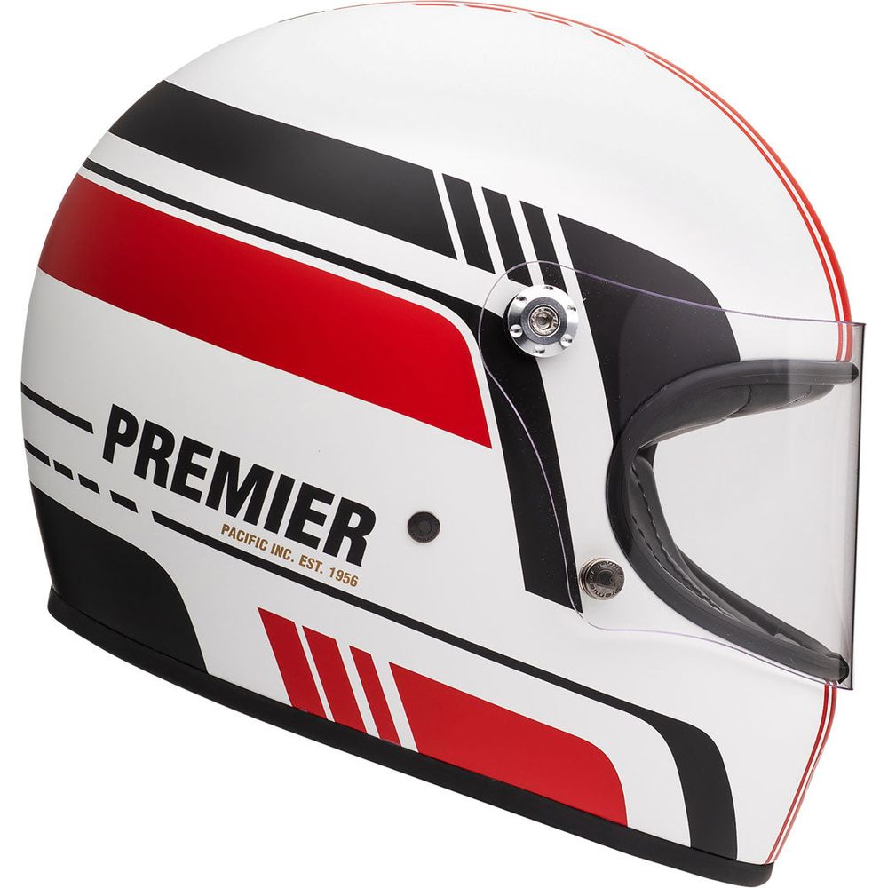 Premier Trophy BL 8 Full Face Helmet White / Red (Image 3) - ThrottleChimp