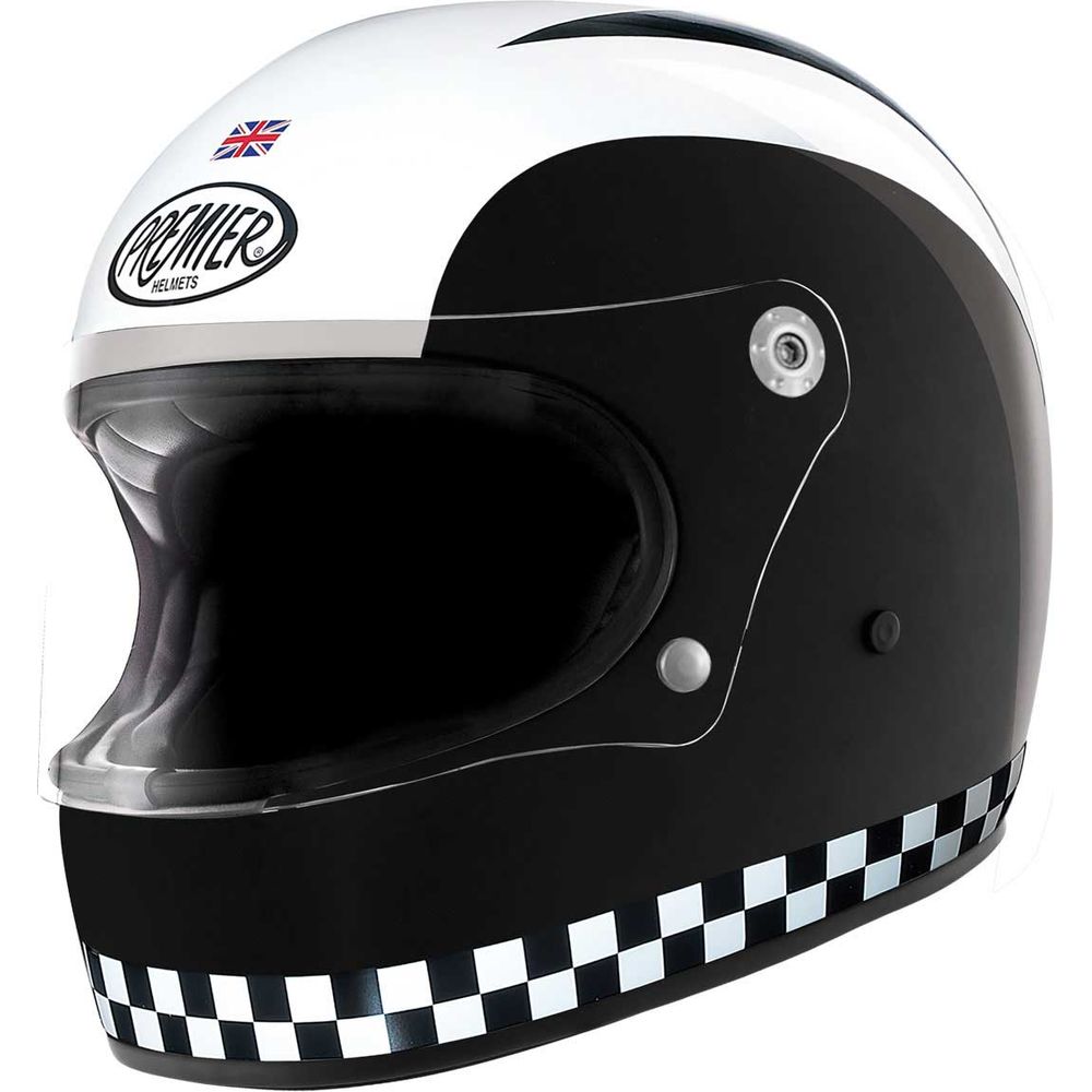 Premier Trophy Retro Full Face Helmet Black / White - ThrottleChimp