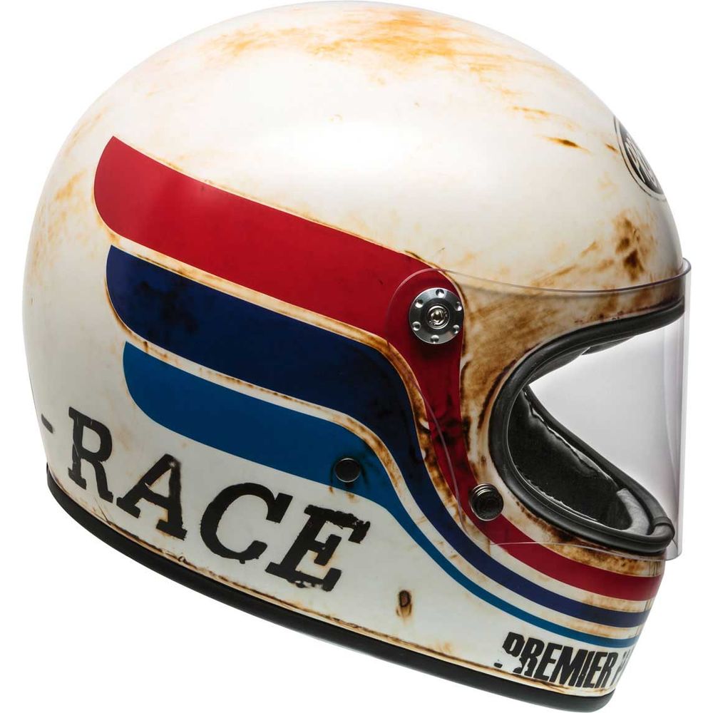 Premier Trophy BTR 8 Full Face Helmet White / Blue / Red FREE 1 YEAR Returns, FREE UK Delivery | ThrottleChimp