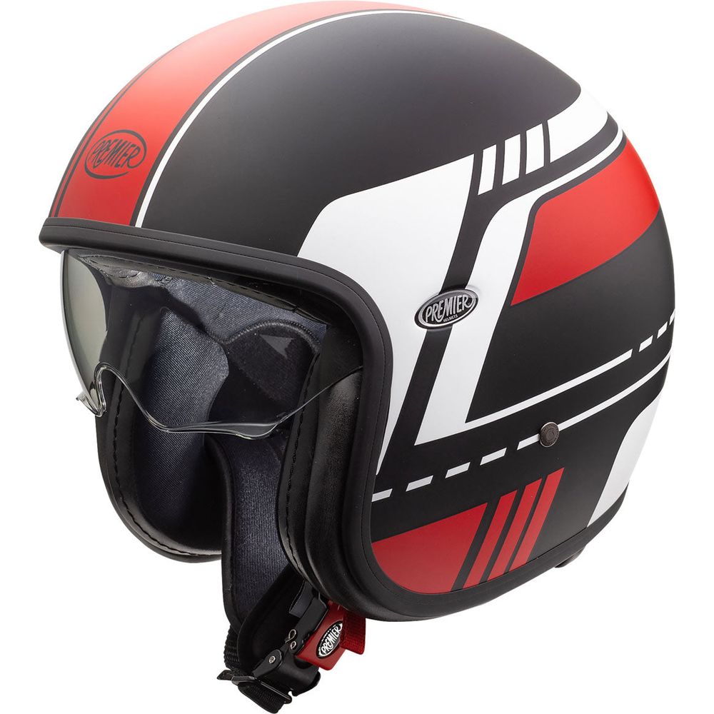 Premier Vintage BL 92 Open Face Helmet Black / Red - ThrottleChimp