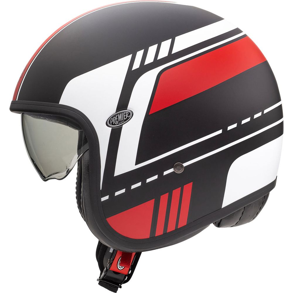 Premier Vintage BL 92 Open Face Helmet Black / Red (Image 2) - ThrottleChimp