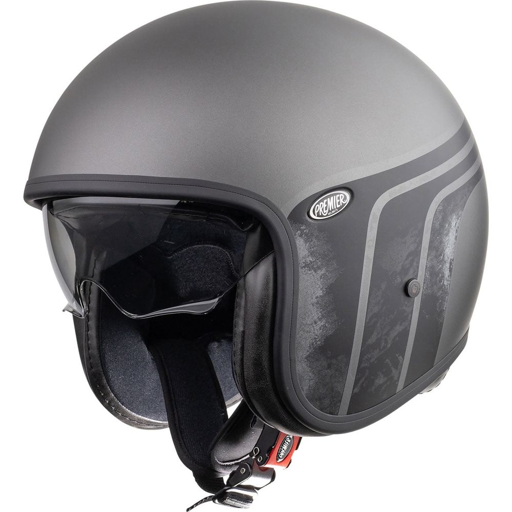 Premier Vintage BTR 17 Open Face Helmet Gunmetal - ThrottleChimp