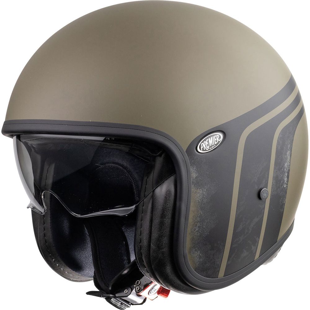 Premier Vintage BTR Open Face Helmet Military Green - ThrottleChimp