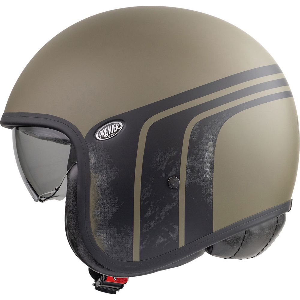 Premier Vintage BTR Open Face Helmet Military Green (Image 2) - ThrottleChimp