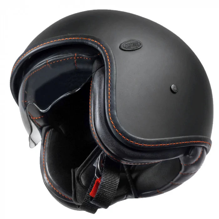 Premier Vintage Platinum Edition U9 OS Open Face Helmet Black (Image 2) - ThrottleChimp