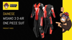 Dainese Misano 3 D-Air One Piece Perforated Leather Suit Black / Red / Fluo Red (Video 12) - ThrottleChimp