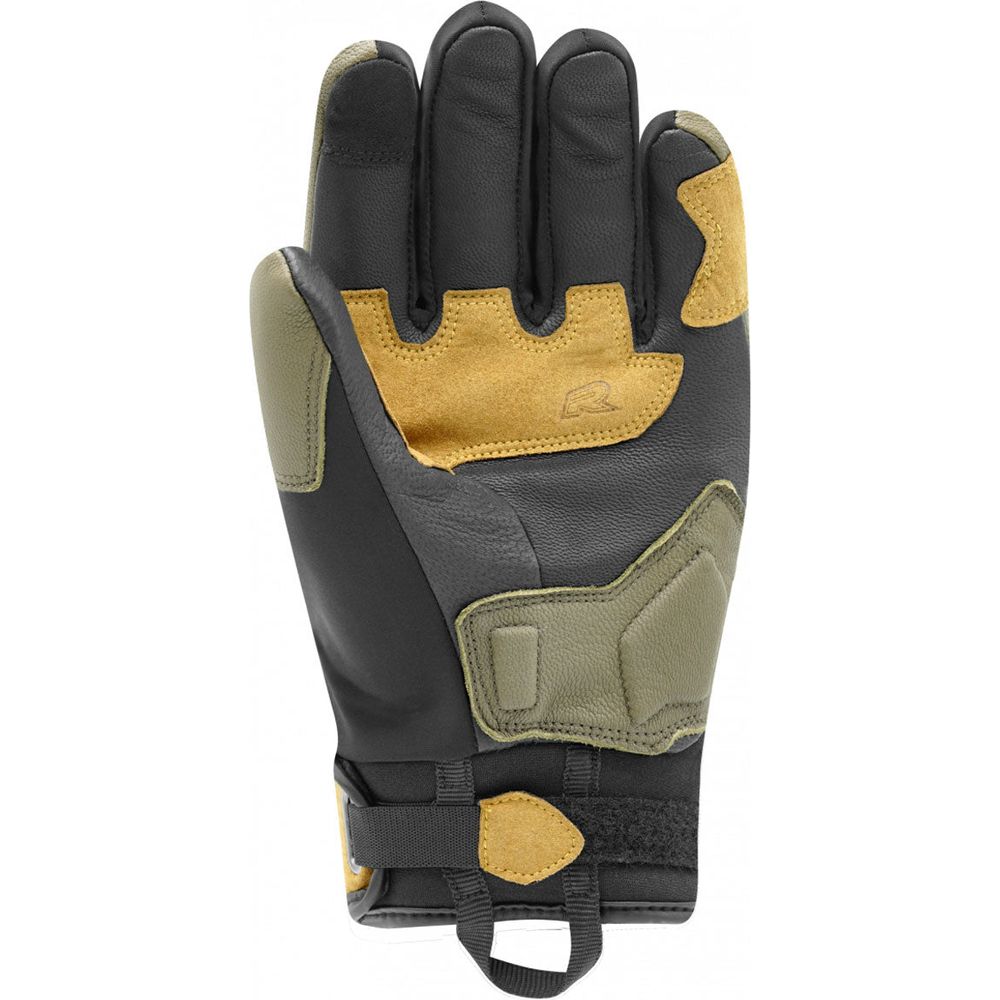 Racer (France) Ronin Winter Leather / Softshell Gloves Black / Sand / Green (Image 2) - ThrottleChimp