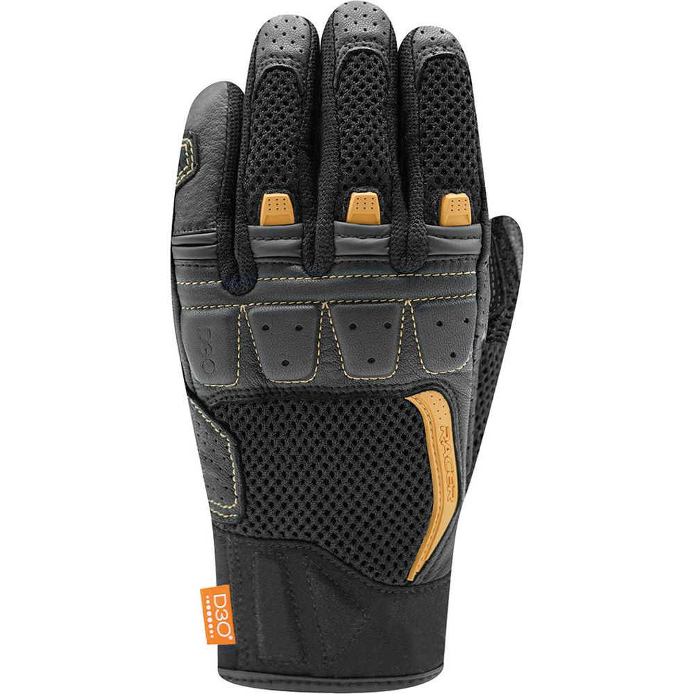 Racer (France) Ronin Summer Ladies Mesh Leather Gloves Black / Gold - ThrottleChimp