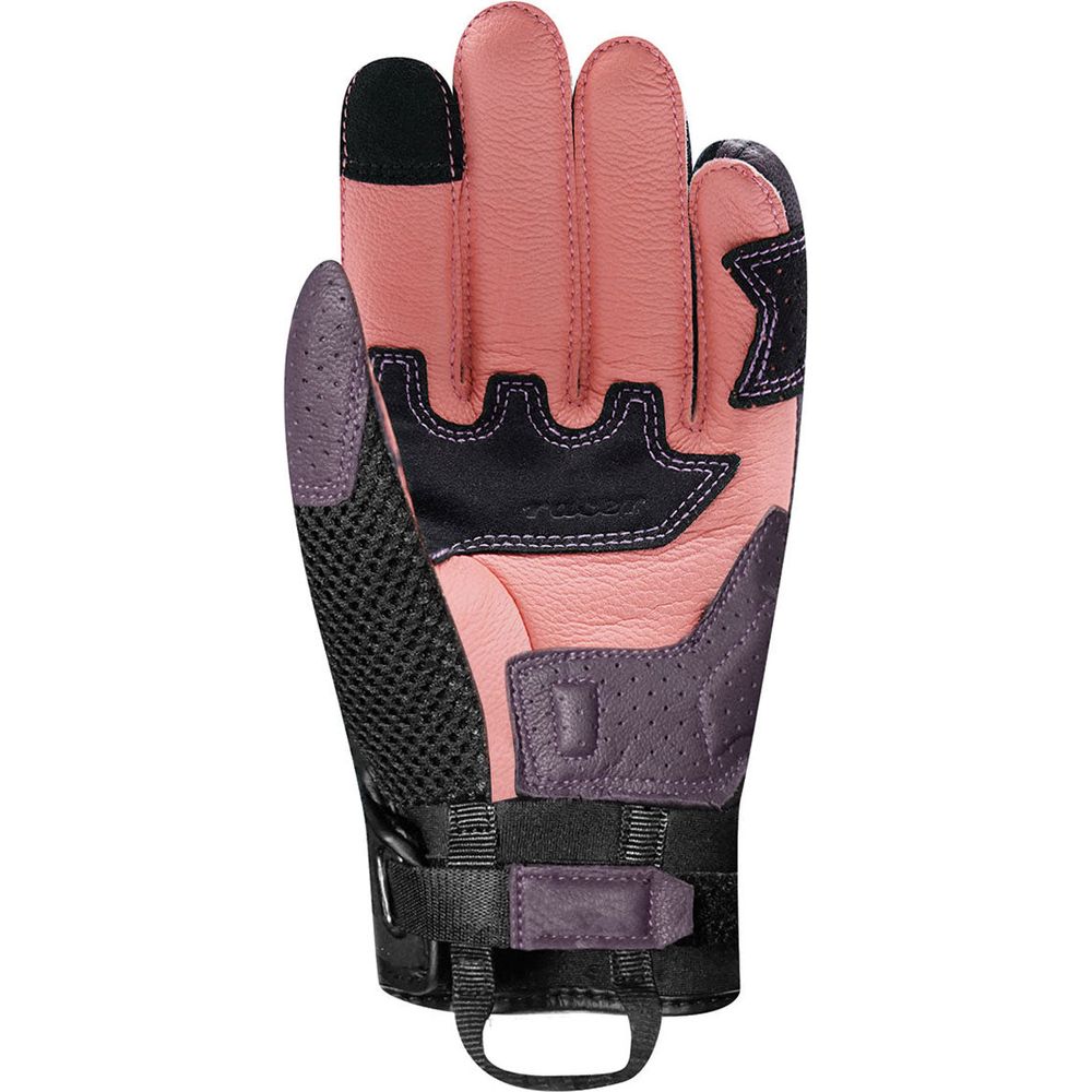 Racer (France) Ronin Summer Ladies Mesh Leather Gloves Pink / Burgundy (Image 2) - ThrottleChimp