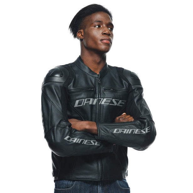 Dainese Racing 4 Leather Jacket Black / Black FREE 1 YEAR Returns, FREE UK Delivery | ThrottleChimp