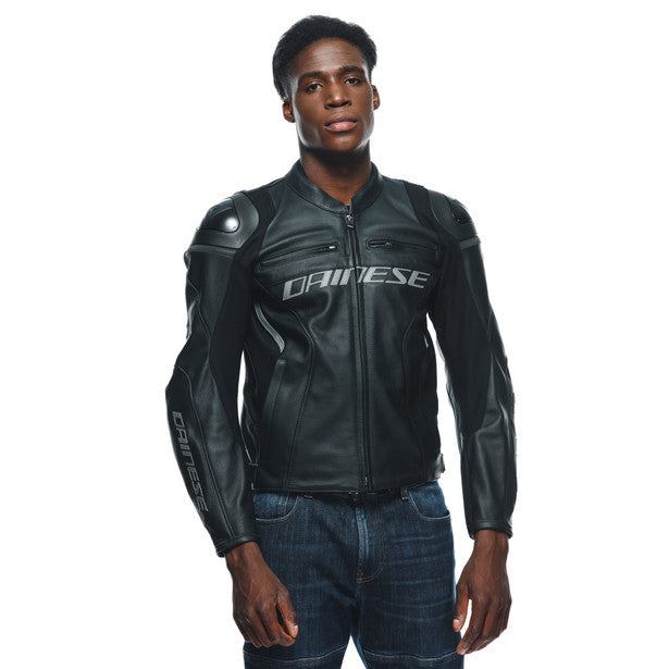 Dainese Racing 4 Leather Jacket Black / Black FREE 1 YEAR Returns, FREE UK Delivery | ThrottleChimp