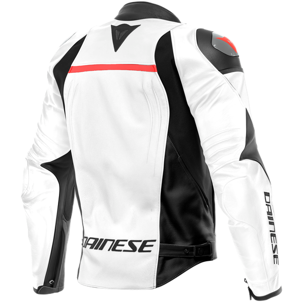 Dainese Racing 4 Leather Jacket White / Black (Image 2) - ThrottleChimp