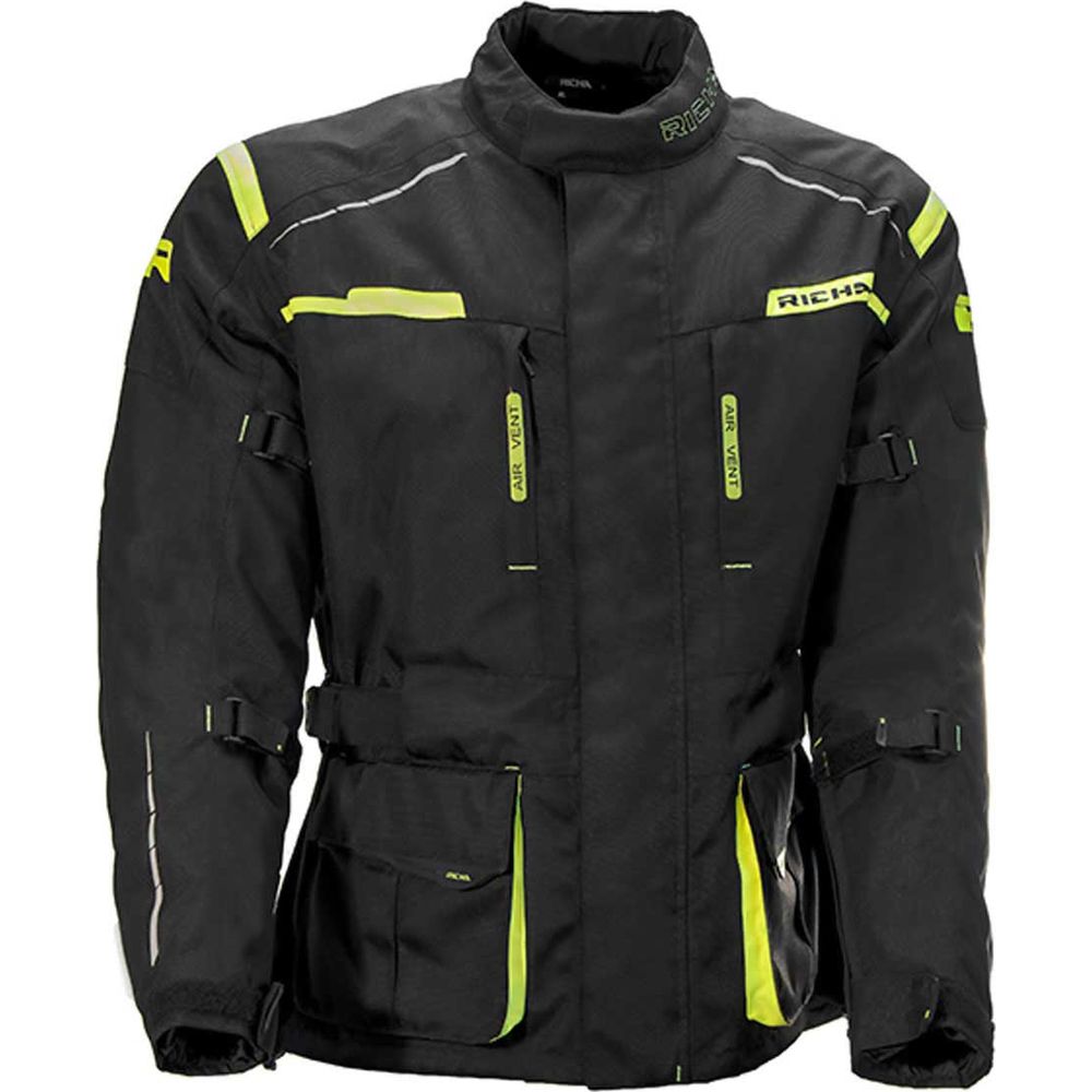 Richa Axel Textile Jacket Black / Fluo Yellow FREE 1 YEAR Returns, FREE UK Delivery | ThrottleChimp