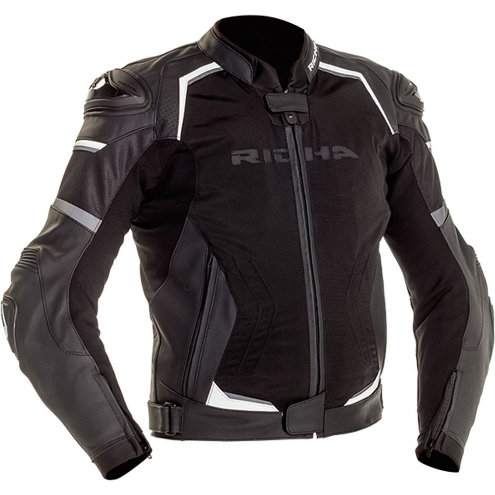 Richa Ballistic Sport Leather Jacket Black / White - ThrottleChimp