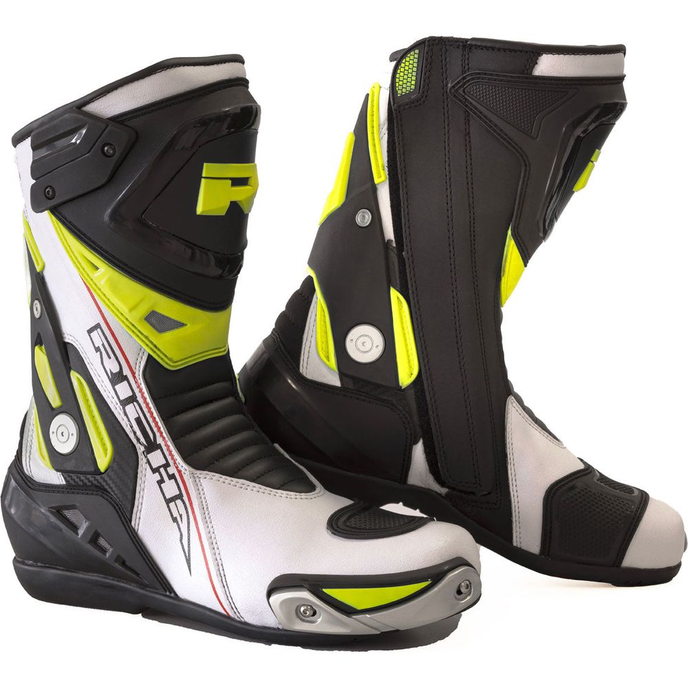 Richa Blade Waterproof Boots White / Black / Fluo Yellow - ThrottleChimp