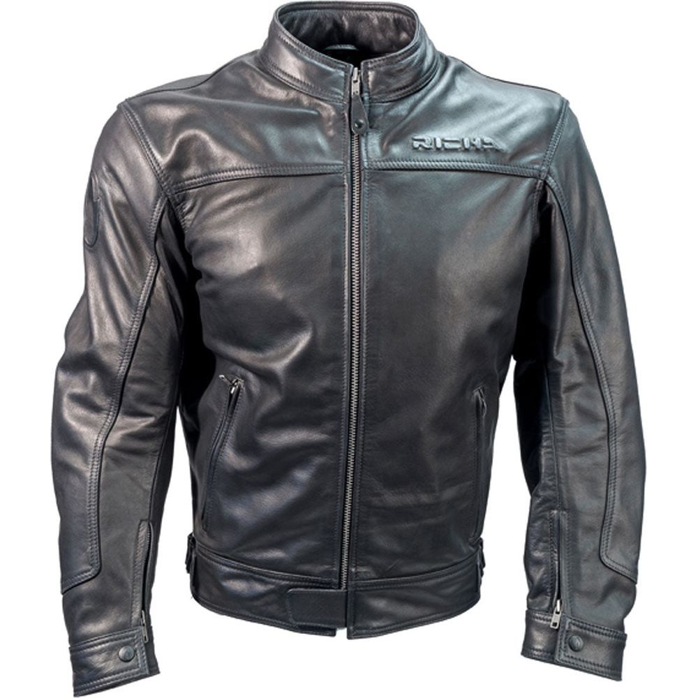 Richa Cafe Leather Jacket Black - ThrottleChimp