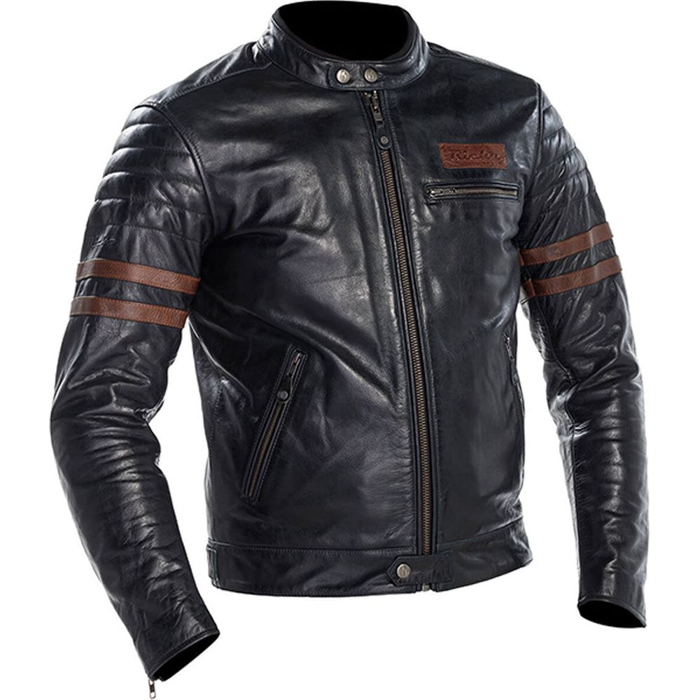 Richa Curtiss Leather Jacket Petrol / Brown FREE 1 YEAR Returns, FREE UK Delivery | ThrottleChimp