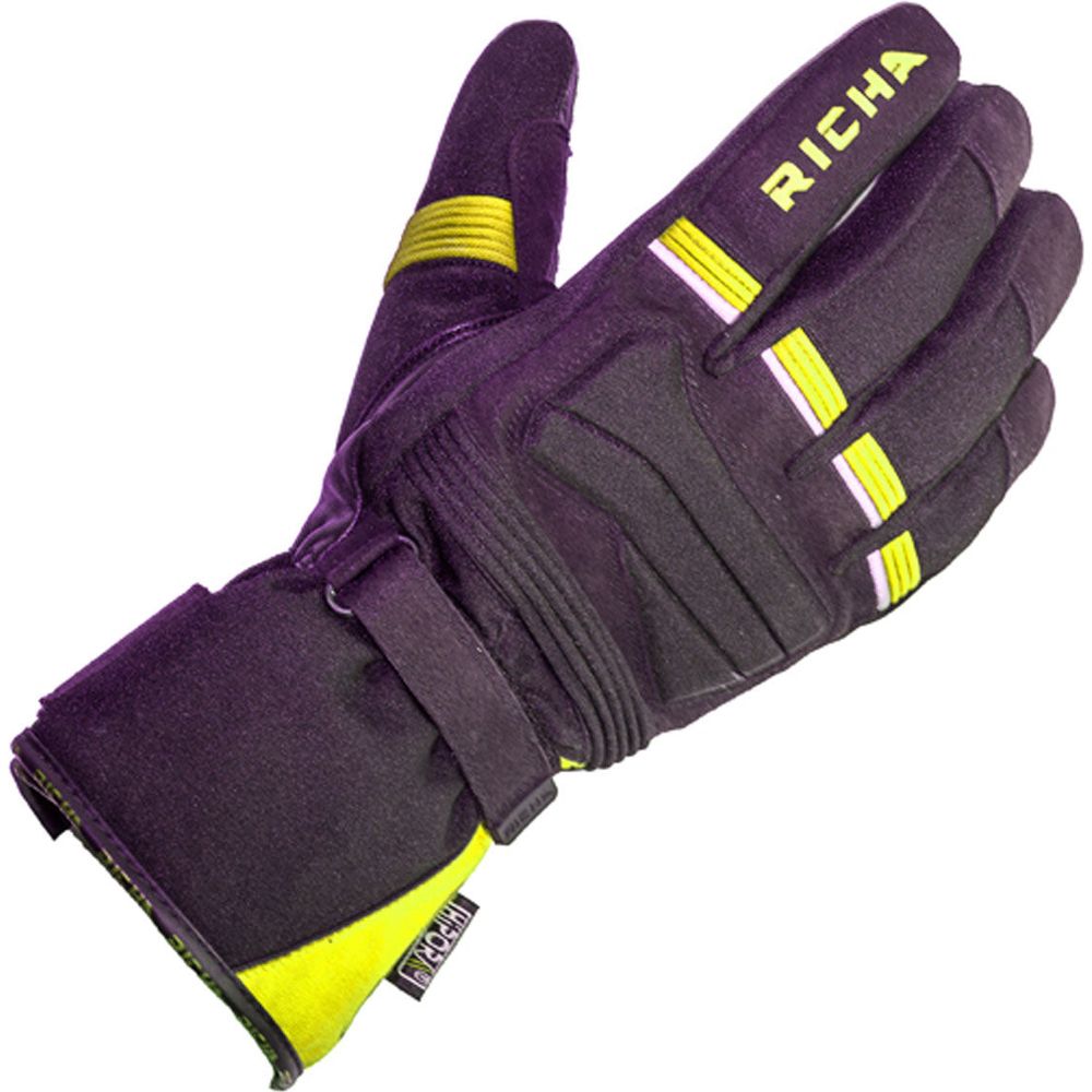 Richa Peak Textile Gloves Black / Fluo Yellow FREE 1 YEAR Returns, FREE UK Delivery | ThrottleChimp