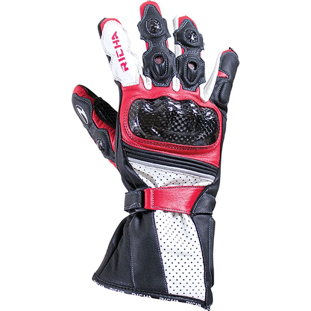 Richa Ravine Leather Gloves Black / Red - ThrottleChimp