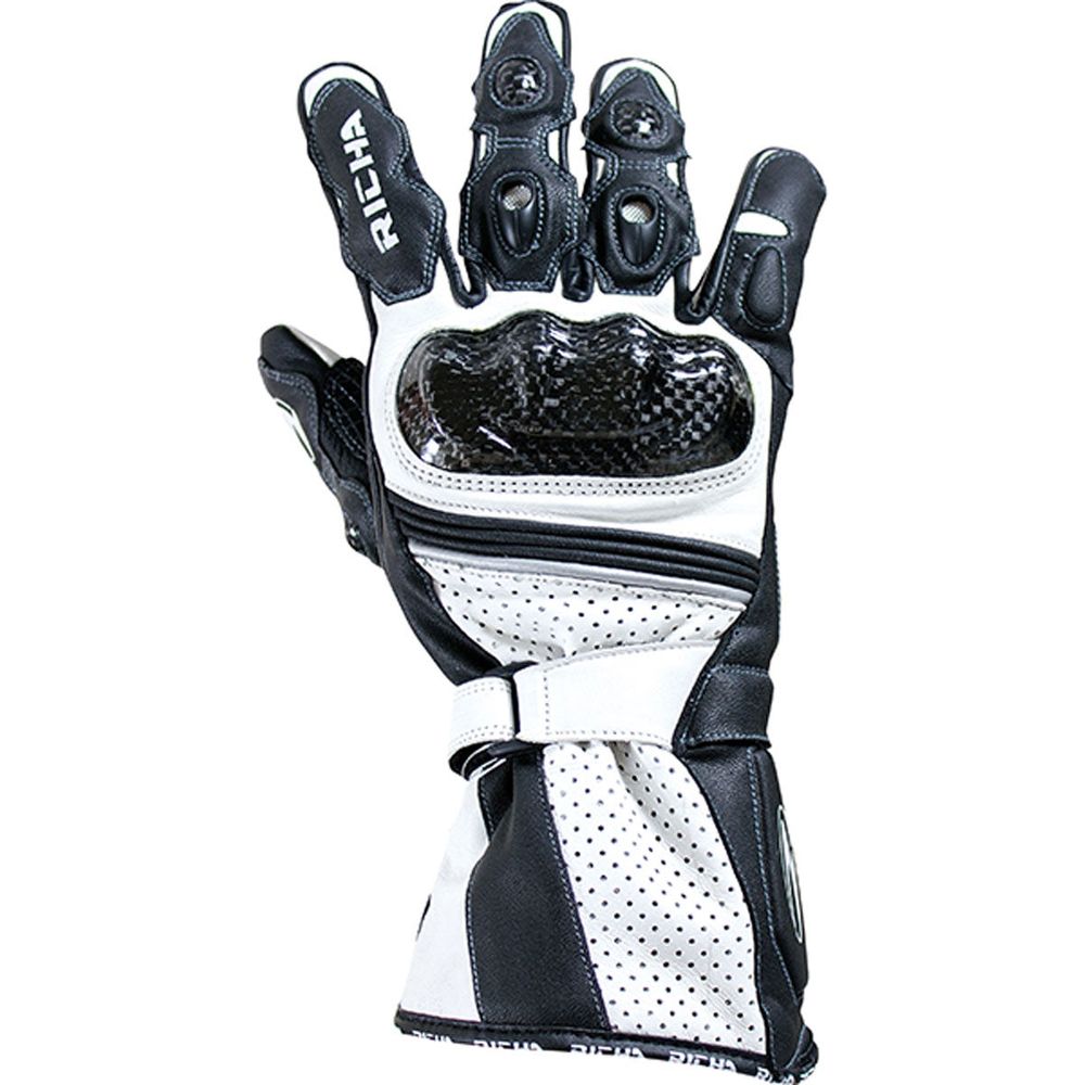 Richa Ravine Leather Gloves Black / White - ThrottleChimp