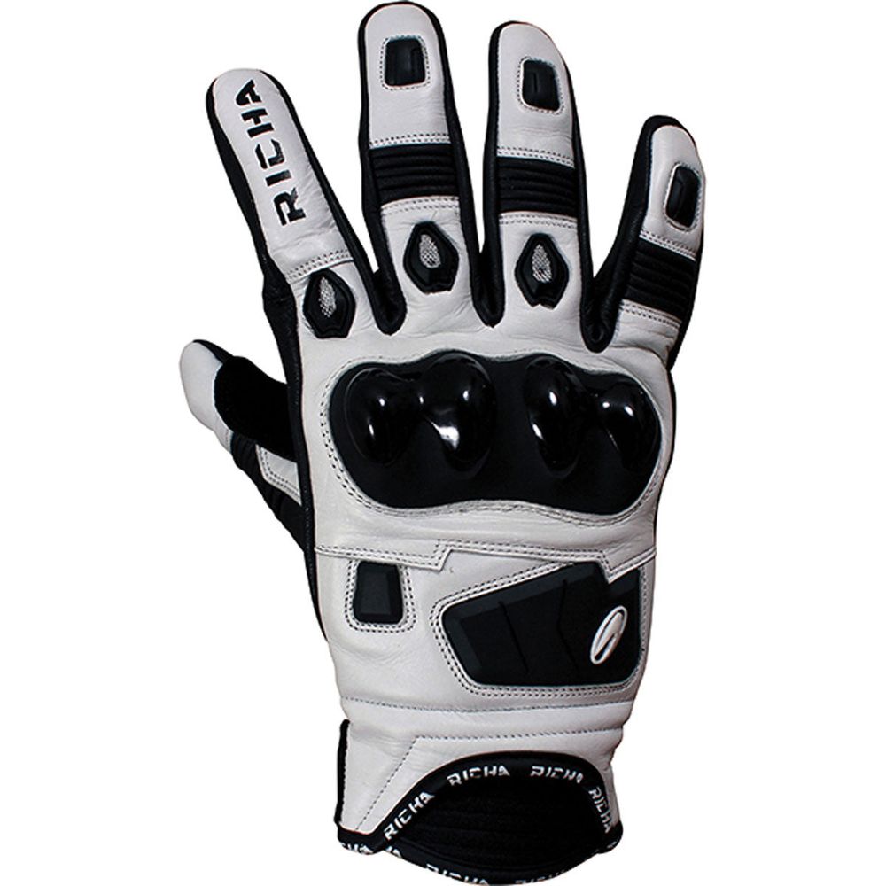 Richa Rock Leather Gloves Black / White FREE 1 YEAR Returns, FREE UK Delivery | ThrottleChimp