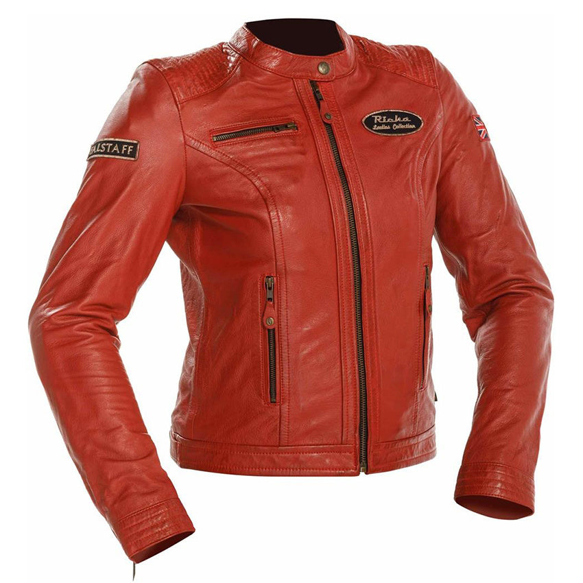 Richa Sturgis Ladies Leather Jacket Red FREE 1 YEAR Returns, FREE UK Delivery | ThrottleChimp