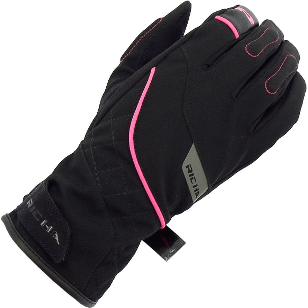 Richa Tina 2 Ladies Textile Gloves Black / Pink FREE 1 YEAR Returns, FREE UK Delivery | ThrottleChimp