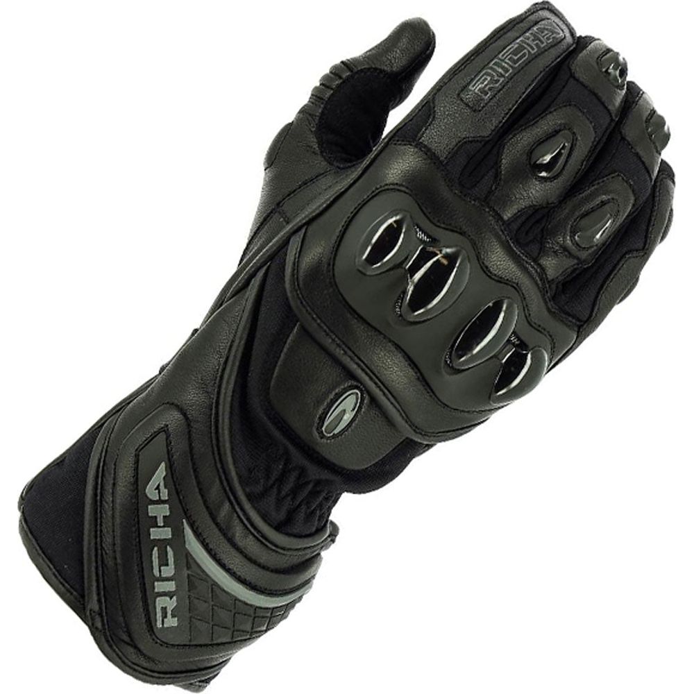 Richa Warrior Evo Leather Gloves Black FREE 1 YEAR Returns, FREE UK Delivery | ThrottleChimp