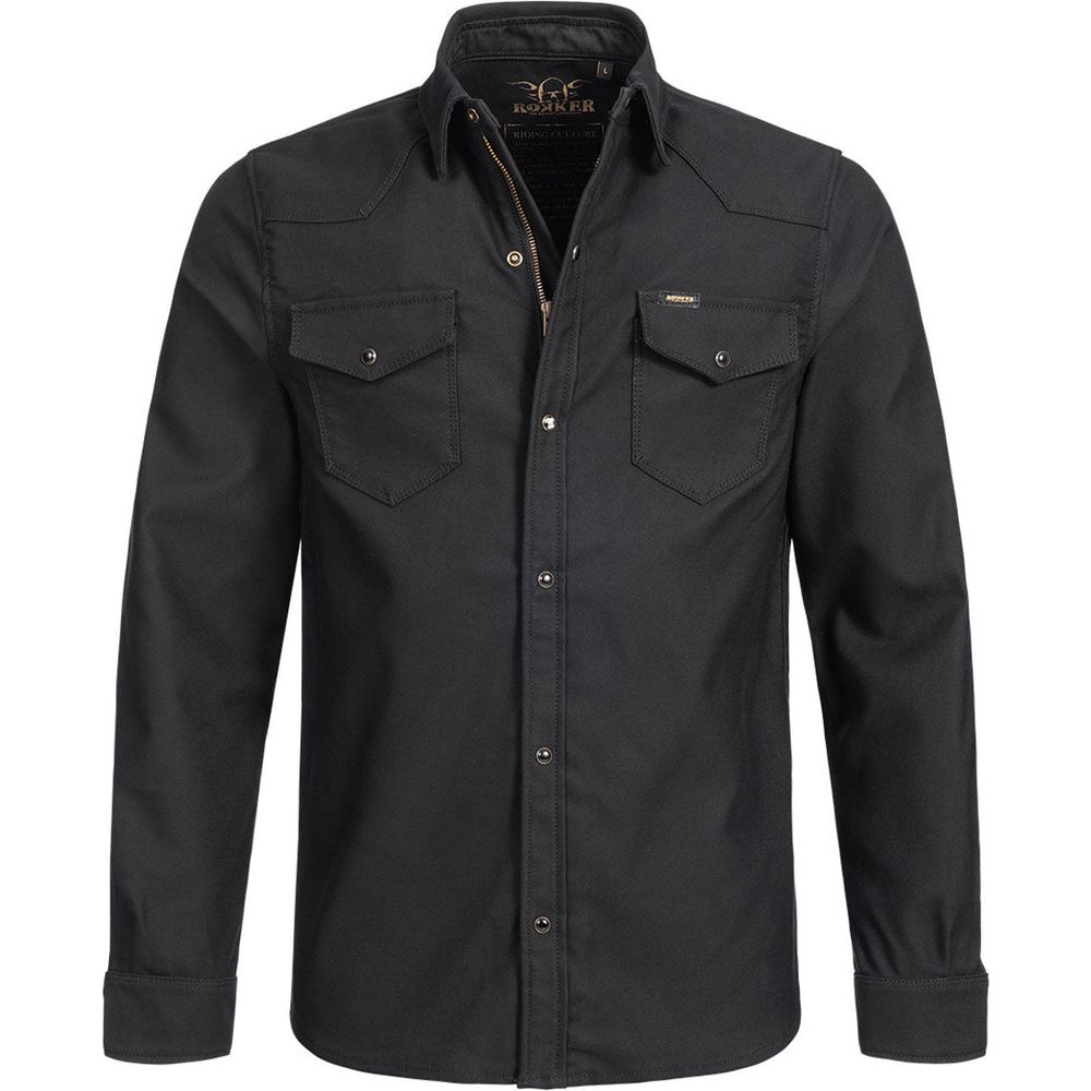 Rokker Black Jack Rider Shirt With Zip Black - ThrottleChimp