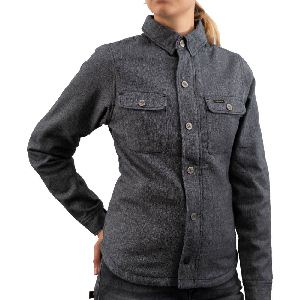 Rokker Boston Ladies Rider Shirt Grey - ThrottleChimp