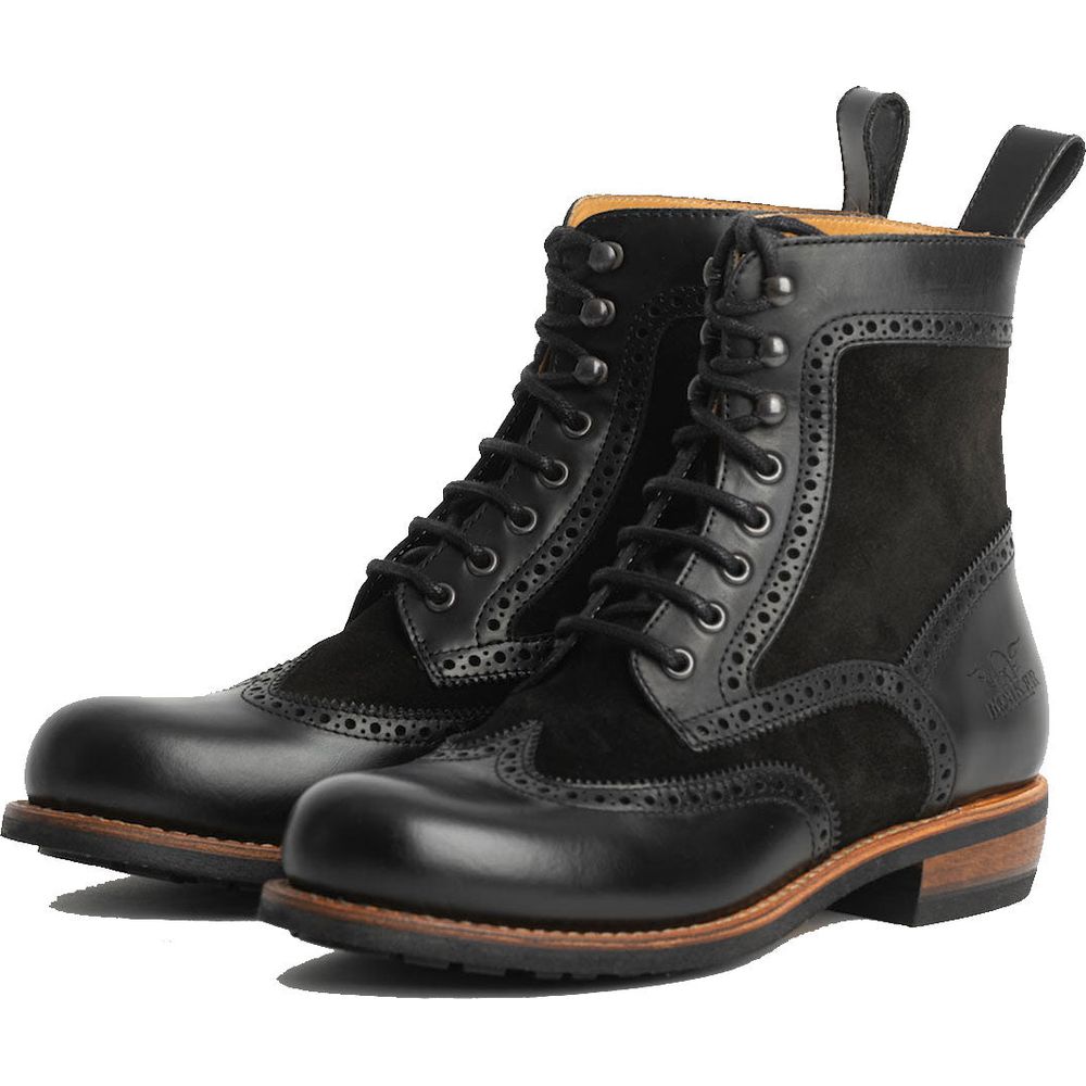 Rokker Frisco Brogue Short Boots Black - ThrottleChimp