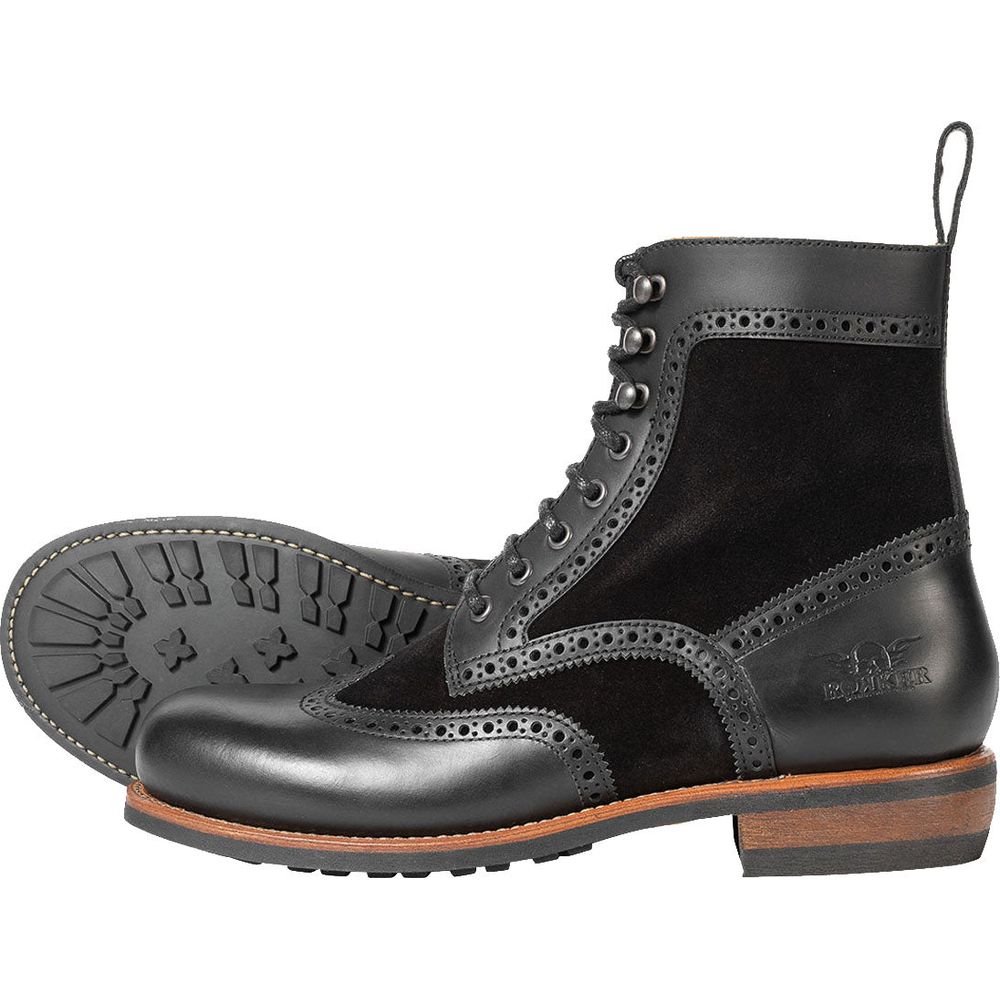 Rokker Frisco Brogue Short Boots Black (Image 2) - ThrottleChimp