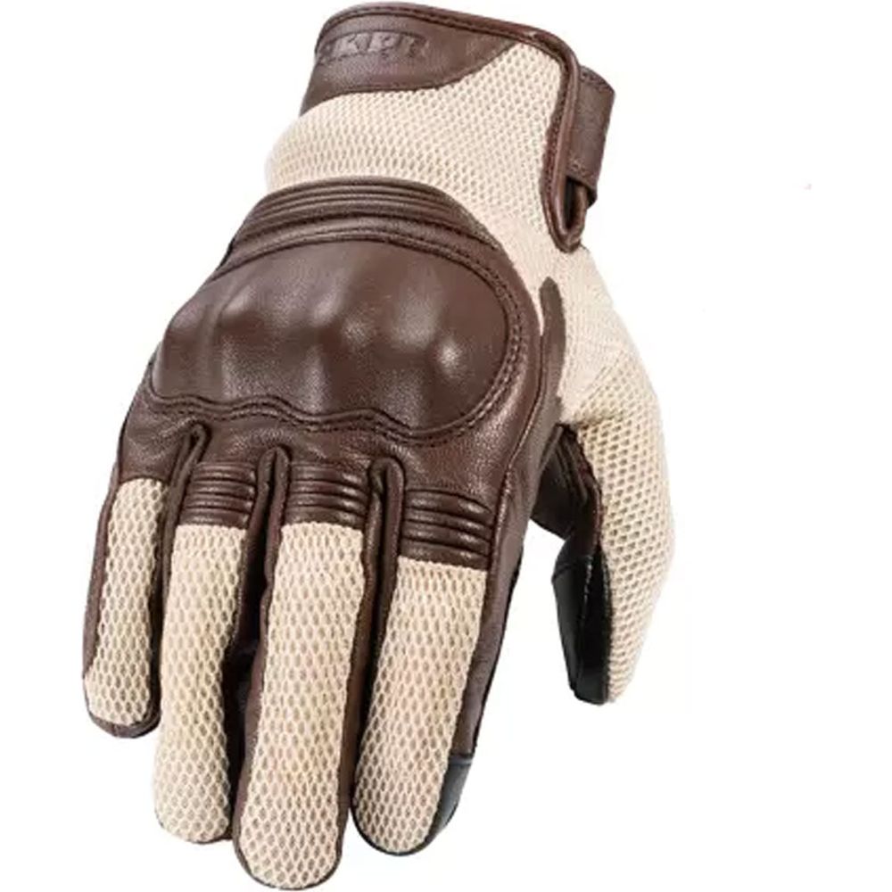 Rokker Austin Mesh Leather Gloves Beige - ThrottleChimp