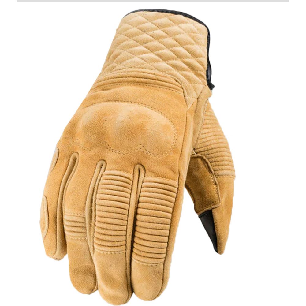 Rokker Tucson Leather Gloves Rough Beige - ThrottleChimp