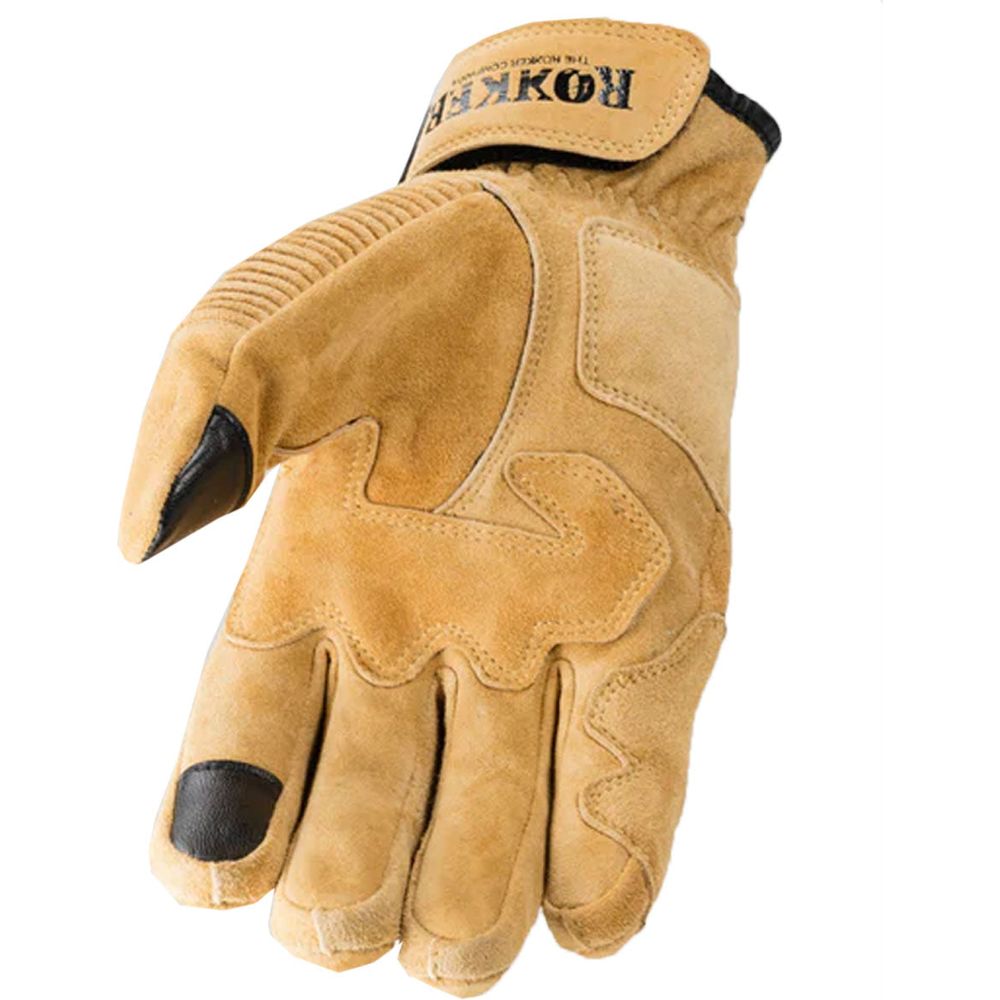 Rokker Tucson Leather Gloves Rough Beige (Image 2) - ThrottleChimp