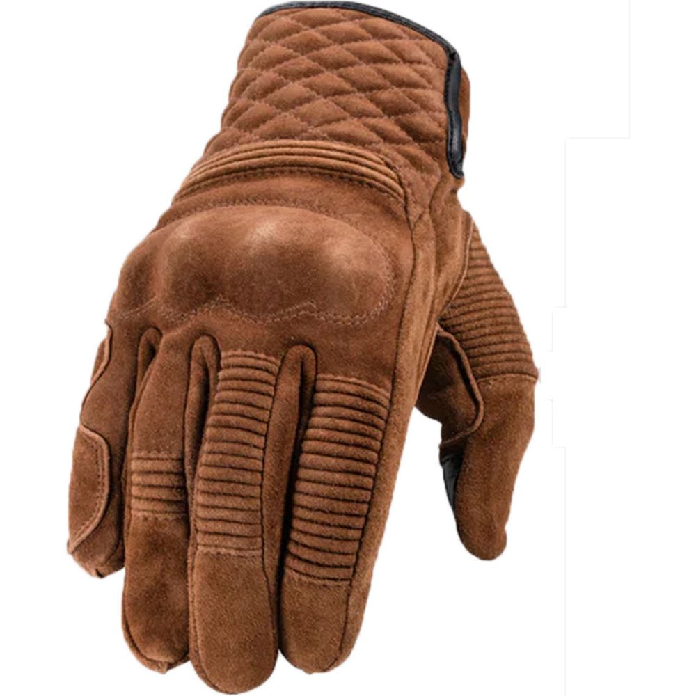 Rokker Tucson Leather Gloves Rough Brown - ThrottleChimp