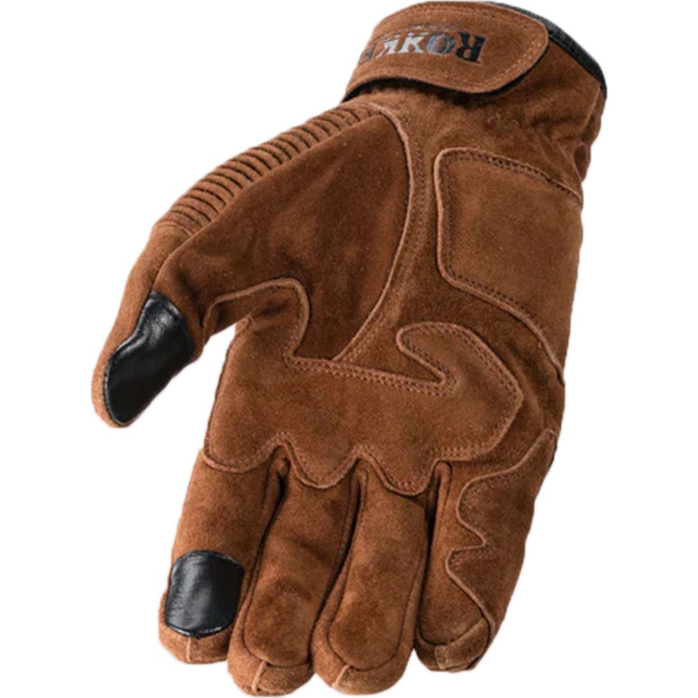 Rokker Tucson Leather Gloves Rough Brown (Image 2) - ThrottleChimp