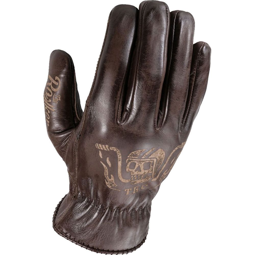 Rokker Tattoo Leather Gloves Ape Brown - ThrottleChimp