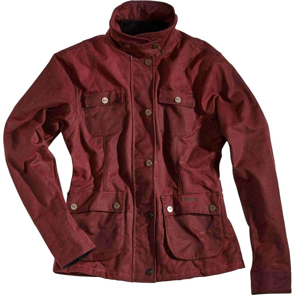 Rokker Ladies Wax Cotton Jacket Red - ThrottleChimp