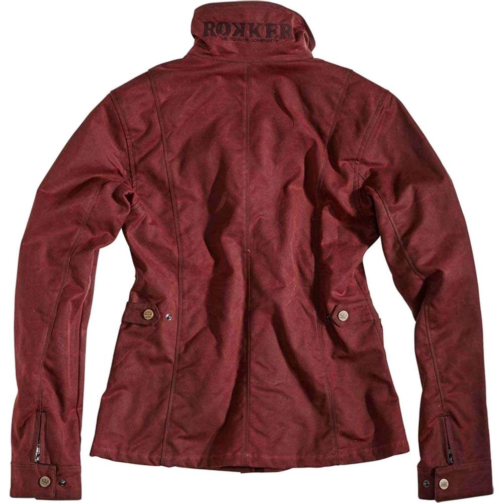 Rokker Ladies Wax Cotton Jacket Red (Image 2) - ThrottleChimp