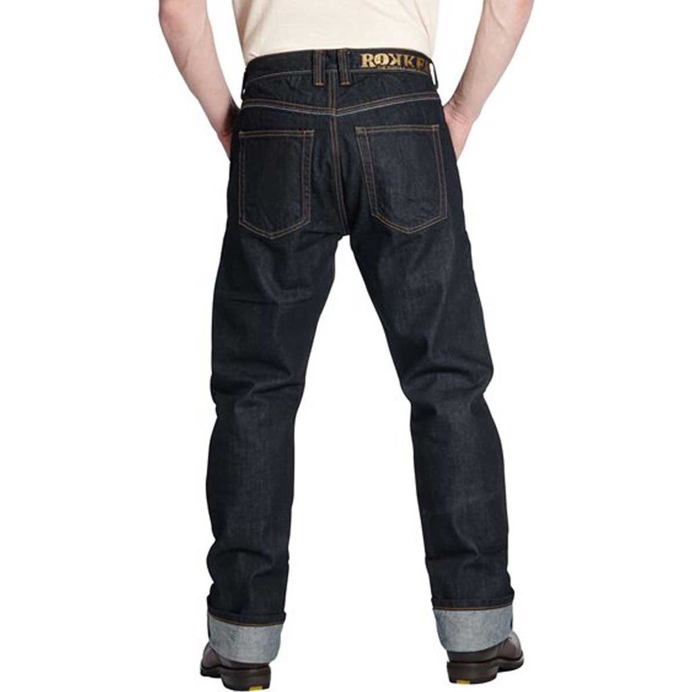 Rokker Original Raw Denim Jeans Selvedge Black (Image 2) - ThrottleChimp