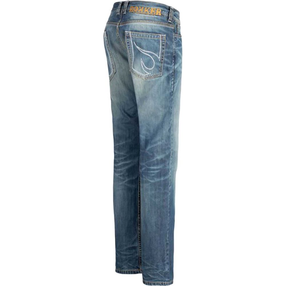 Rokker Rebel Denim Jeans Stonewashed Blue (Image 2) - ThrottleChimp