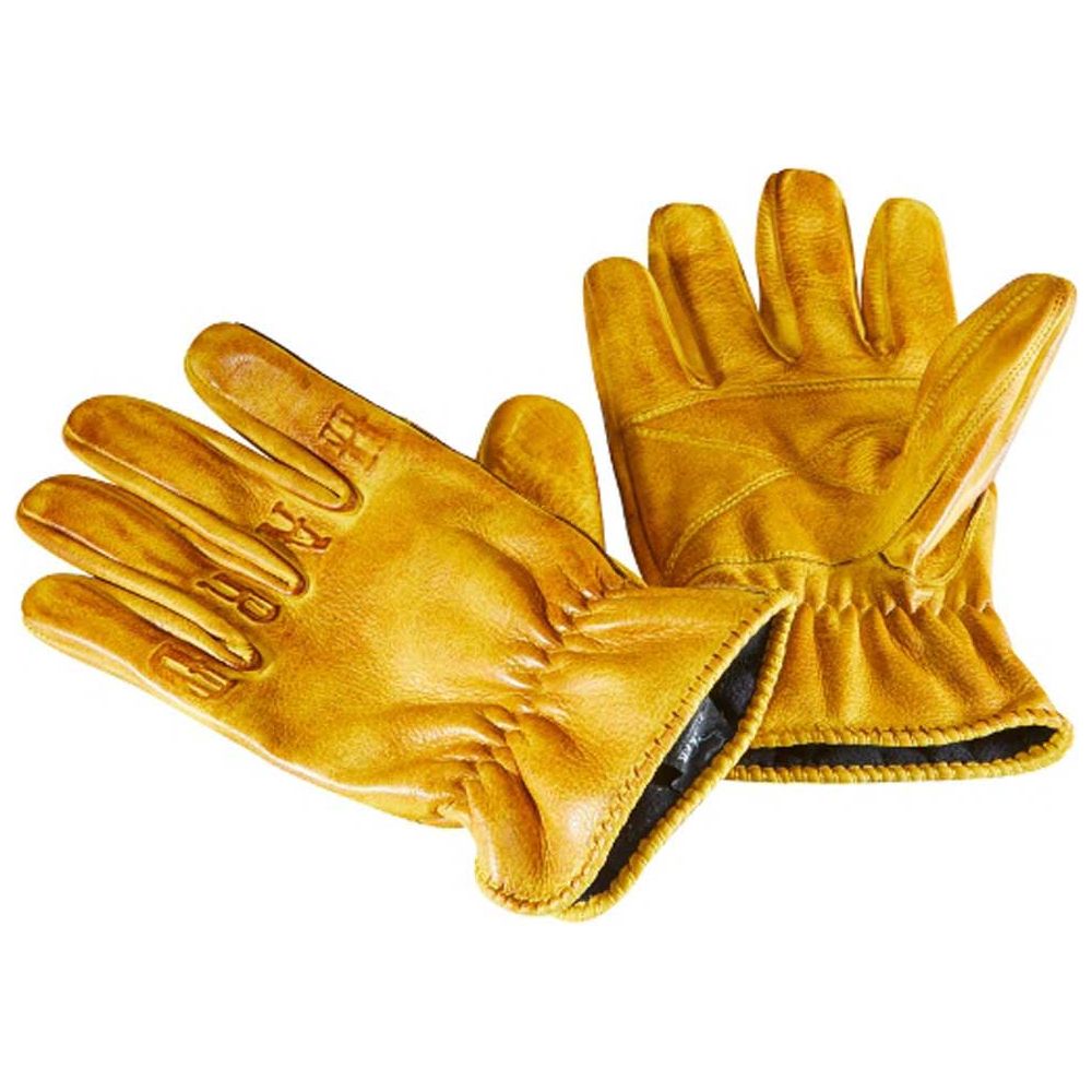 Rokker Ride Hard Leather Gloves Natural Yellow - ThrottleChimp