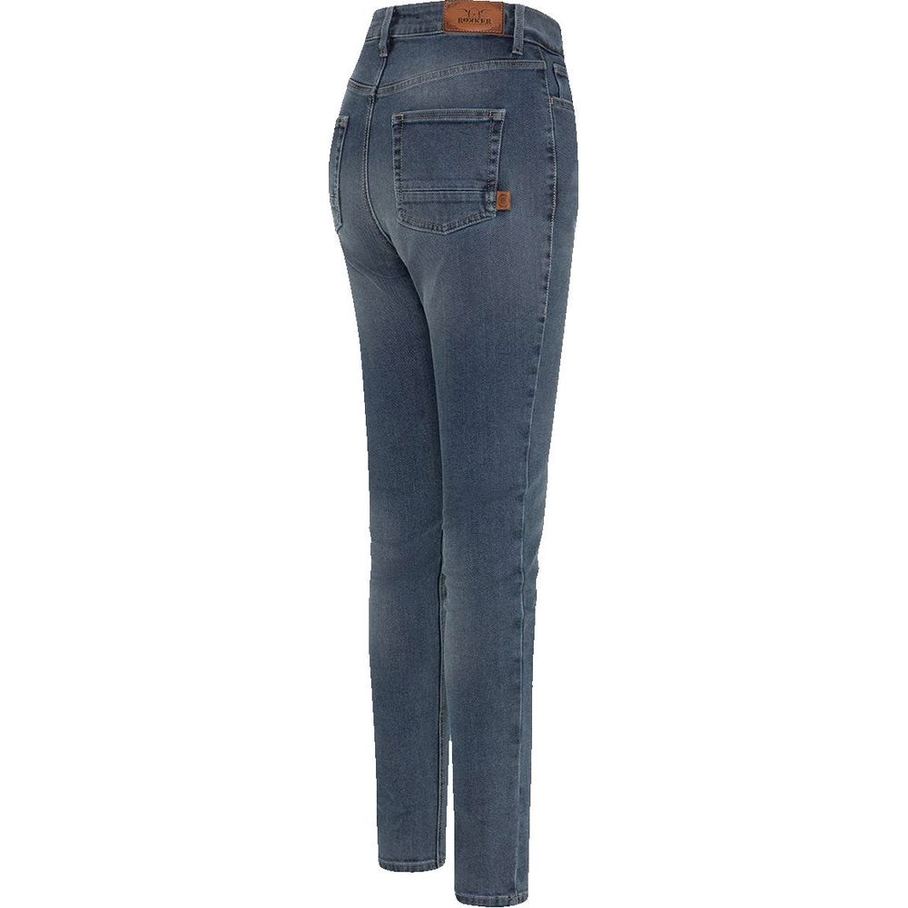 Rokker Rokkertech High Waist AA Denim Jeans Washed Blue (Image 3) - ThrottleChimp