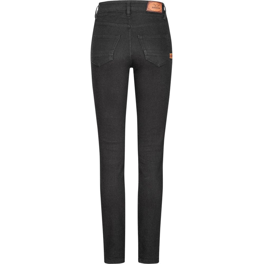 Rokker Rokkertech Ladies High Waist Denim Jeans Black (Image 3) - ThrottleChimp